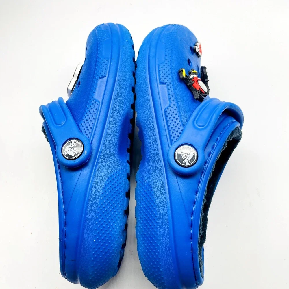 Crocs Classic Clogs Kids J3 Blue Sports Jibbitz Charms Slip On Comfort Shoes